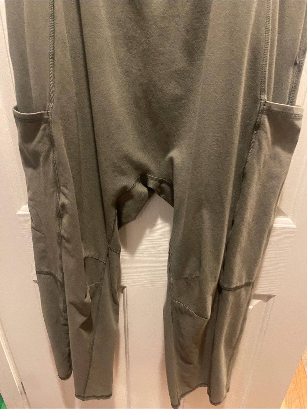 Free People Olive Green Cropped Jumpsuit Pants